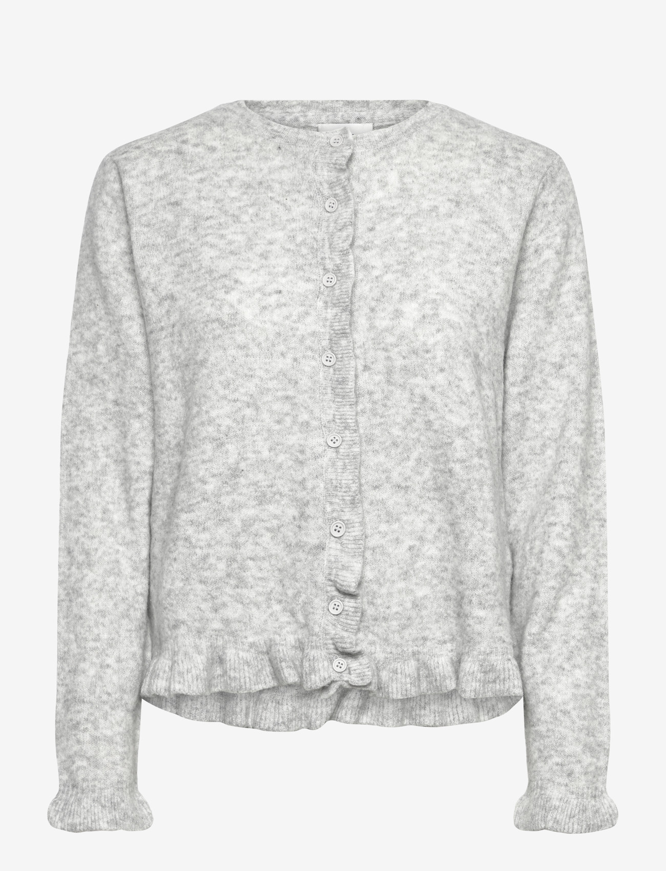 Karen By Simonsen - KBNoabelle Frill Cardigan - koftor - opal gray melange - 1