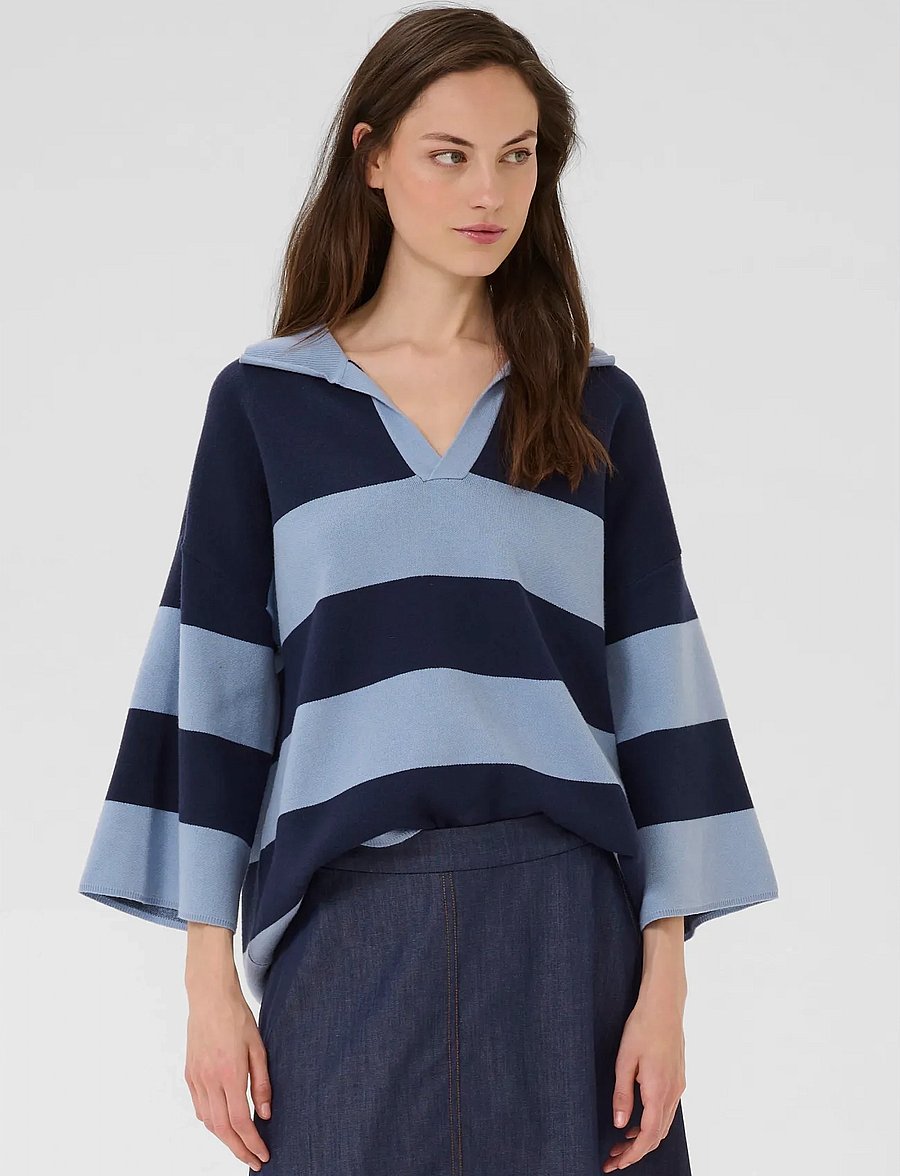 Karen By Simonsen - KBDiana Doddie Tee Polo - polosärgid - ombre blue stripe - 0