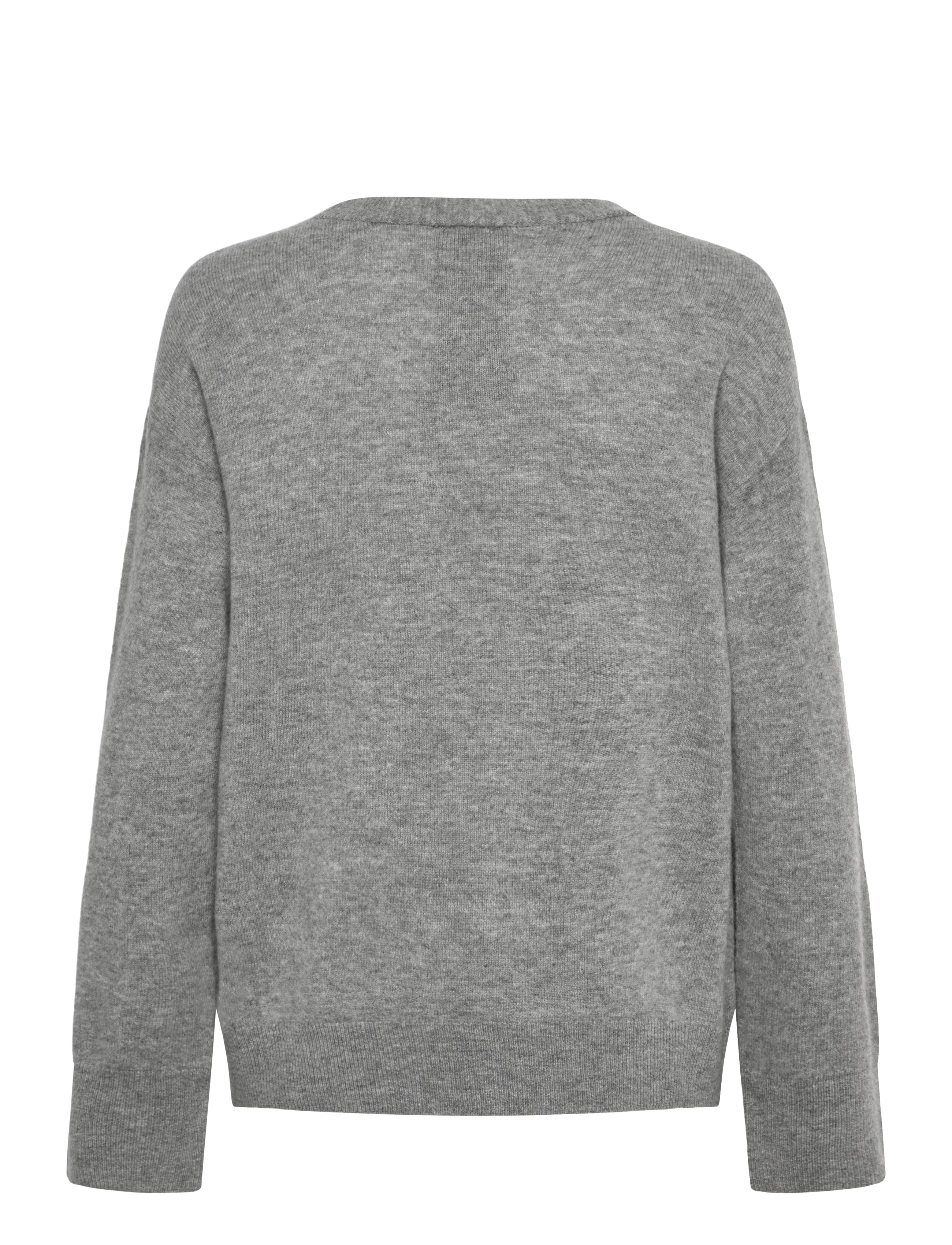 Karen By Simonsen - KBAnemone V-neck - jumpers - medium grey melange - 2