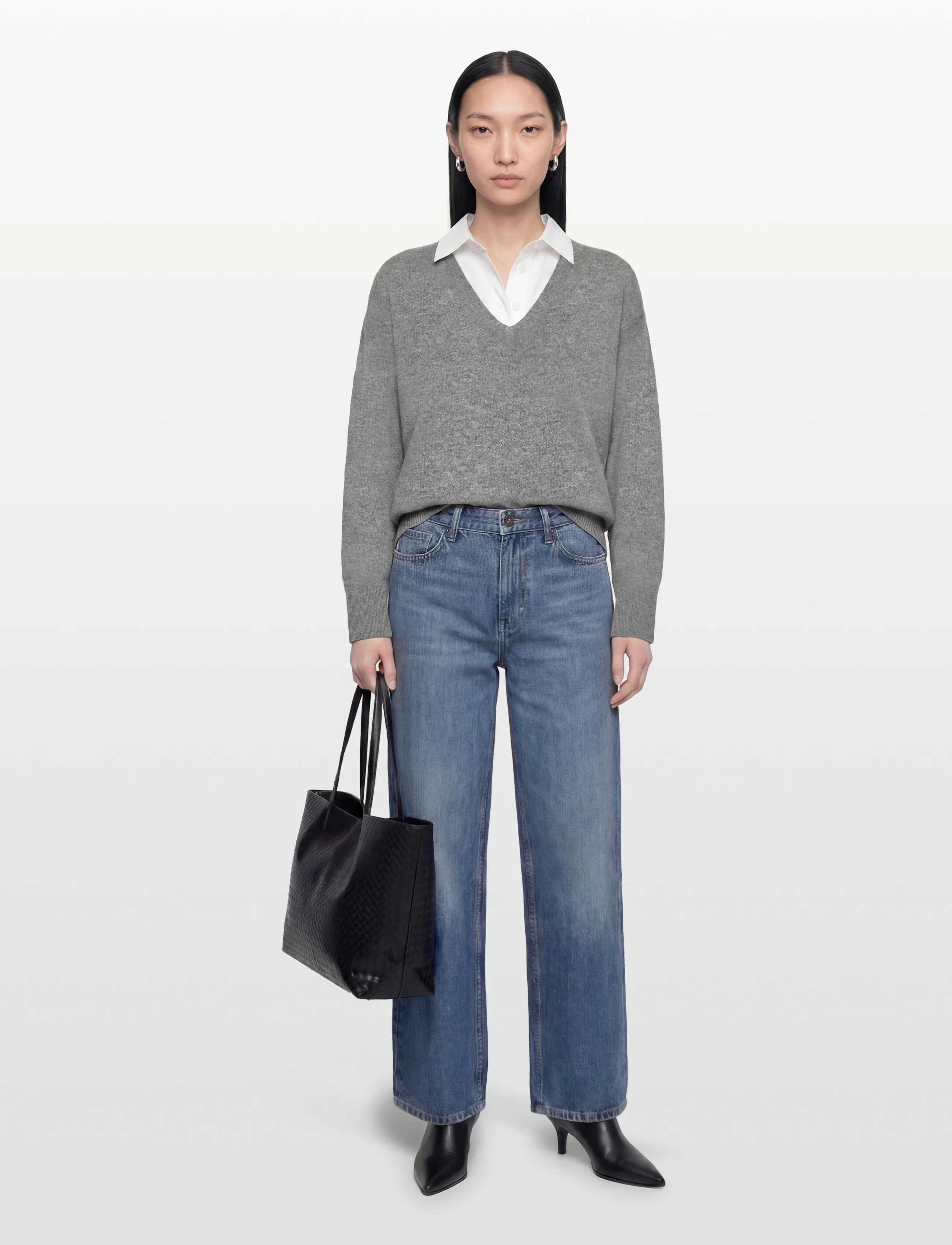 Karen By Simonsen KBAnemone V-neck - Strickmode - MEDIUM GREY MELANGE / grey
