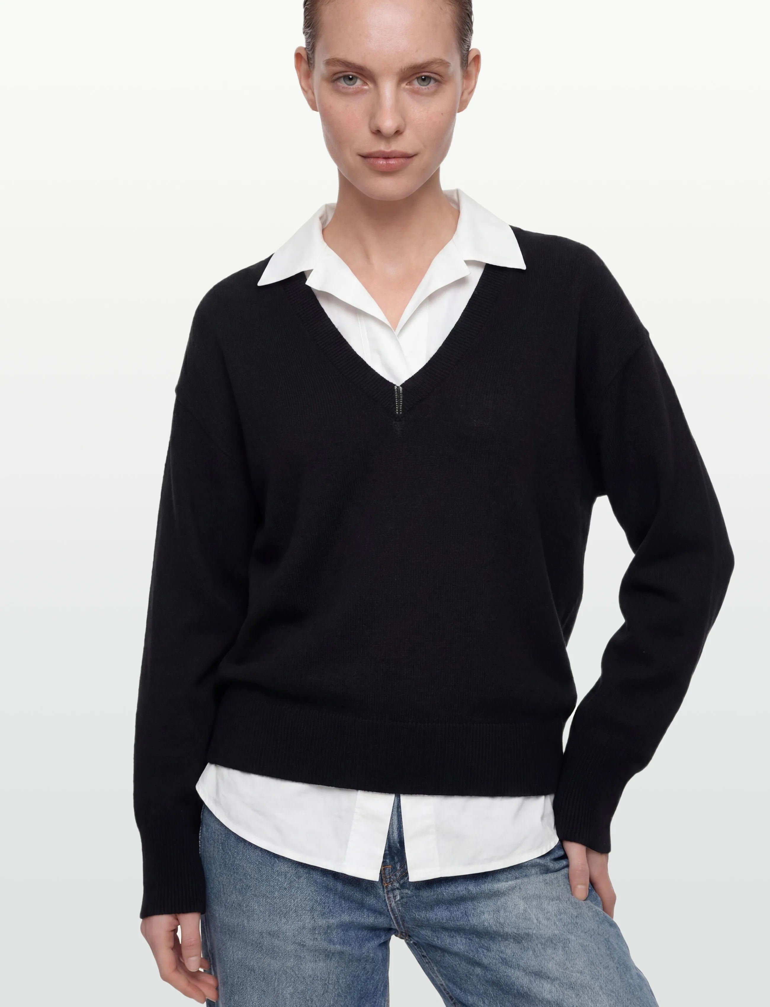 Karen By Simonsen - KBAnemone V-neck - megztiniai - meteorite - 3