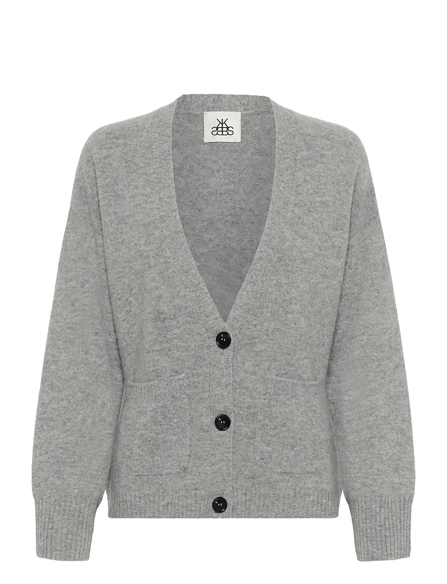 Karen By Simonsen - KBAnemone Cardigan - cardigans - medium grey melange - 1