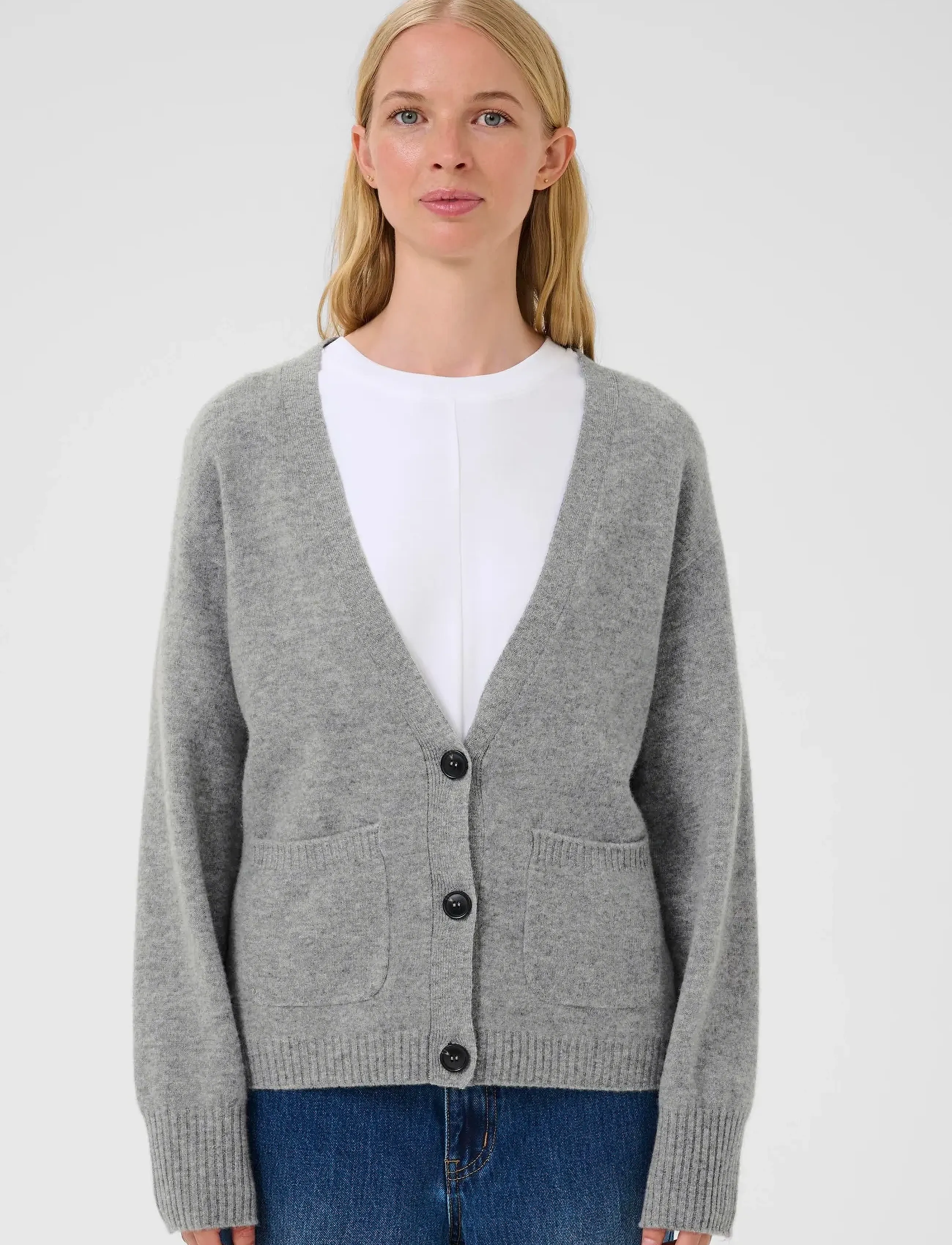 Karen By Simonsen Kbanemone Cardigan, XL, Grey, Strik > Cardigans, Dame
