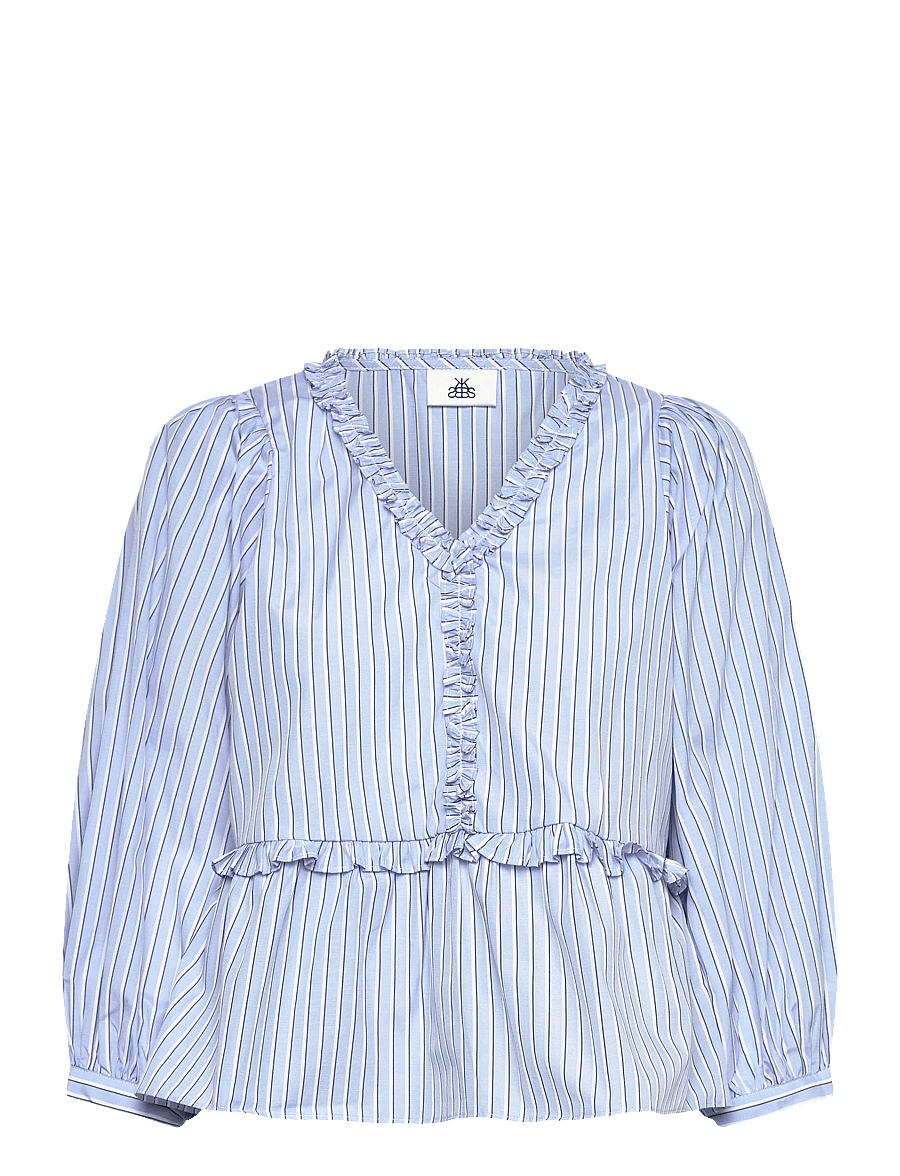 Karen By Simonsen - KBDanielle Blouse - langærmede bluser - subdued blue stripe - 0
