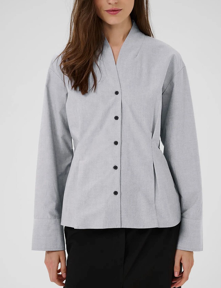 Karen By Simonsen - KBDeborah Blouse - langärmlige hemden - thunderstorm - 5