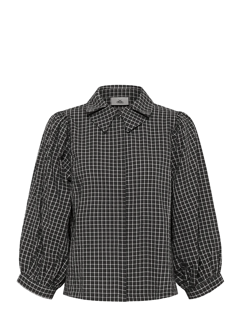 Karen By Simonsen - KBEllen Frosty Blouse - langärmlige blusen - dark grey check - 1