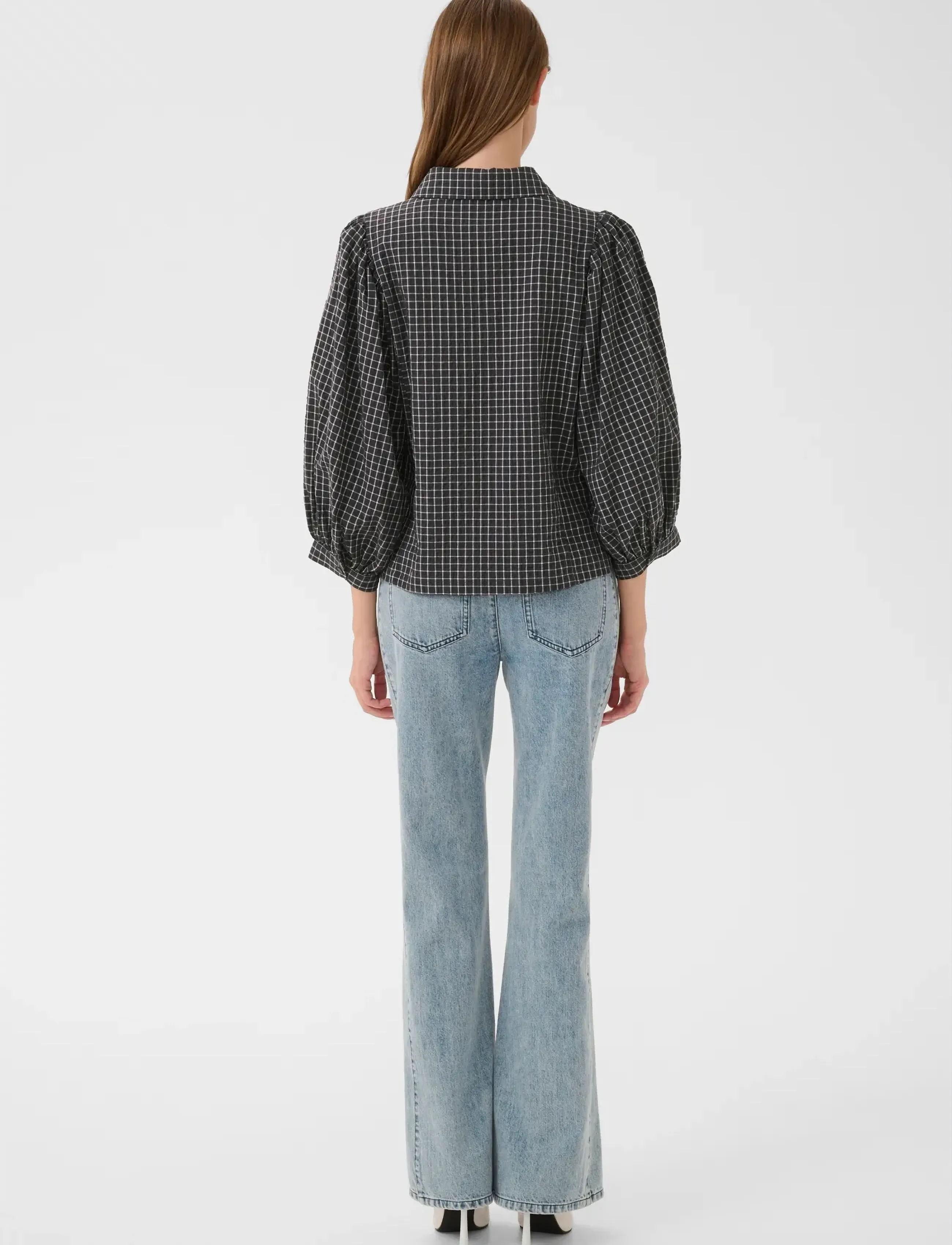 Karen By Simonsen - KBEllen Frosty Blouse - langärmlige blusen - dark grey check - 4
