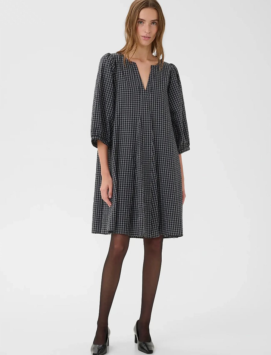 Karen By Simonsen - KBEllen Indie Dress - summer dresses - dark grey check - 3