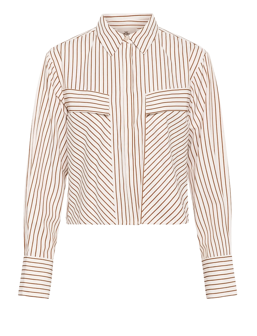 Karen By Simonsen - KBElmira Short Shirt - langärmlige hemden - cinnamon stripe - 1