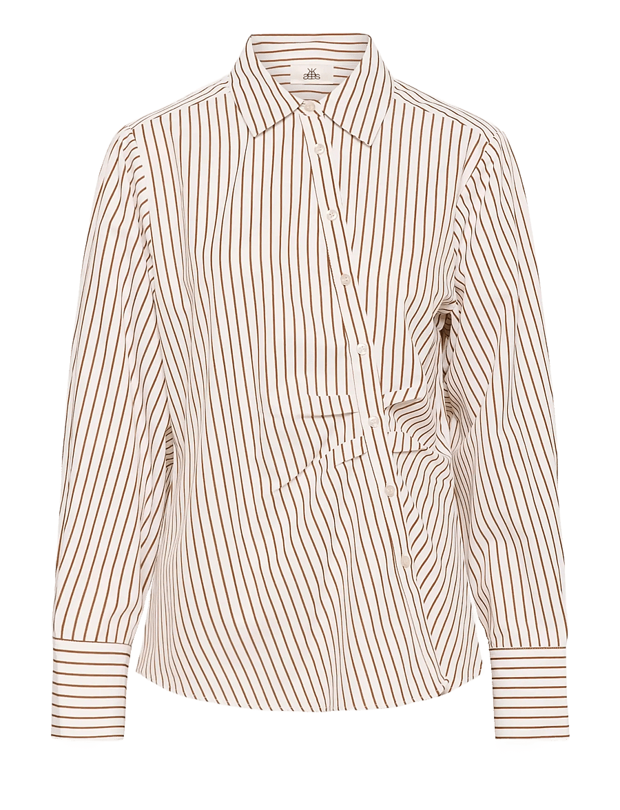 Karen By Simonsen - KBElmira Shirt - langermede skjorter - cinnamon stripe - 1
