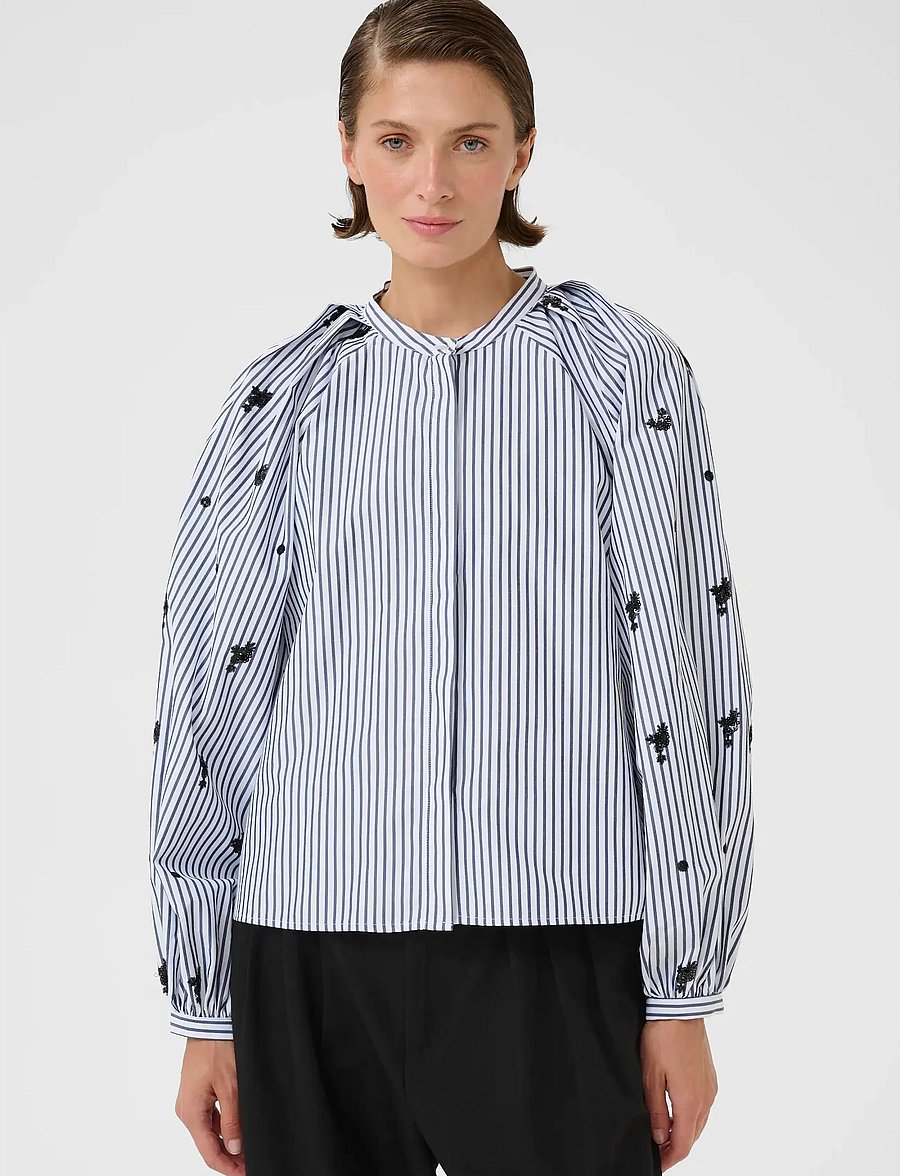 Karen By Simonsen - KBEgoni Blouse - langærmede bluser - ombre blue stripe - 0