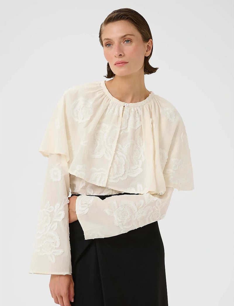 Karen By Simonsen - KBErmine Blouse - langärmlige blusen - egret - 0