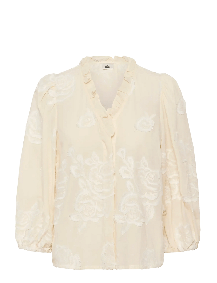 Karen By Simonsen - KBErmine Shirt - long sleeved blouses - egret - 1