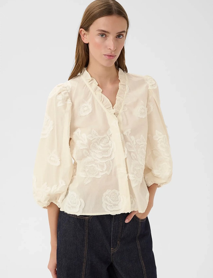 Karen By Simonsen - KBErmine Shirt - long sleeved blouses - egret - 0