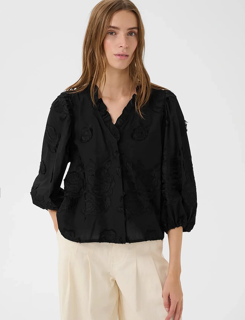 Karen By Simonsen - KBErmine Shirt - long sleeved blouses - meteorite - 0