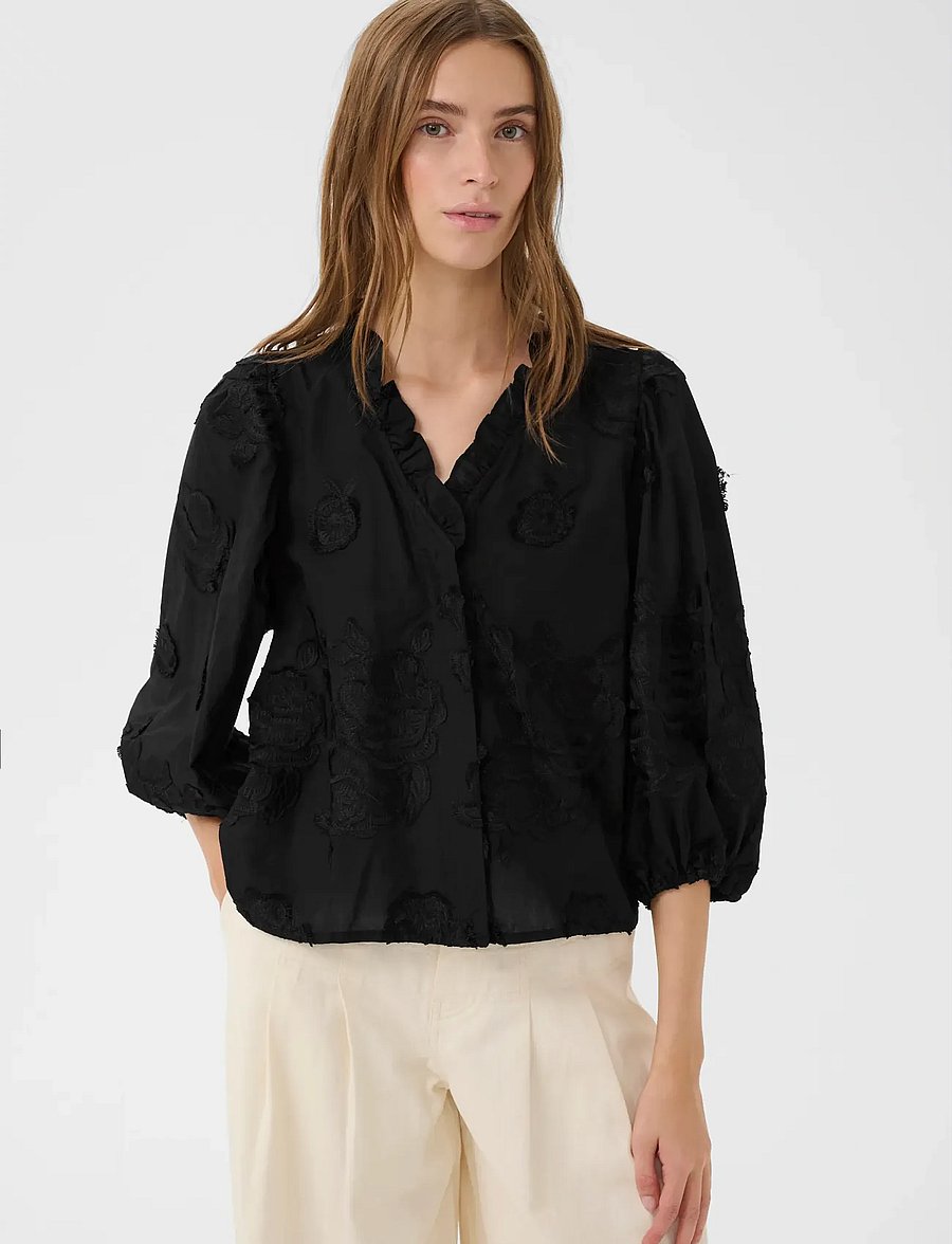 Karen By Simonsen - KBErmine Shirt - langærmede bluser - meteorite - 0