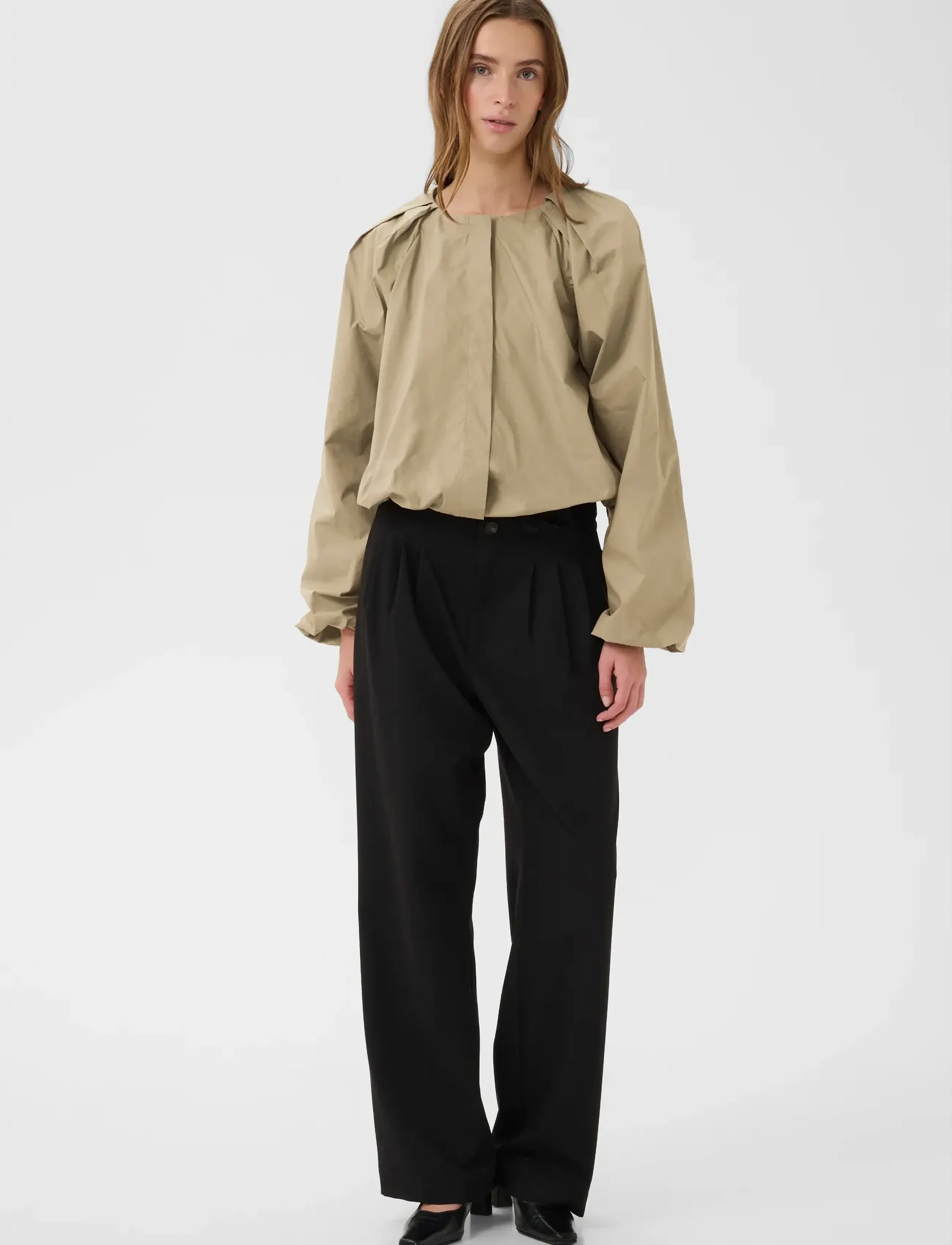Karen By Simonsen - KBEnya Balloon Blouse - long sleeved blouses - weathered teak - 3