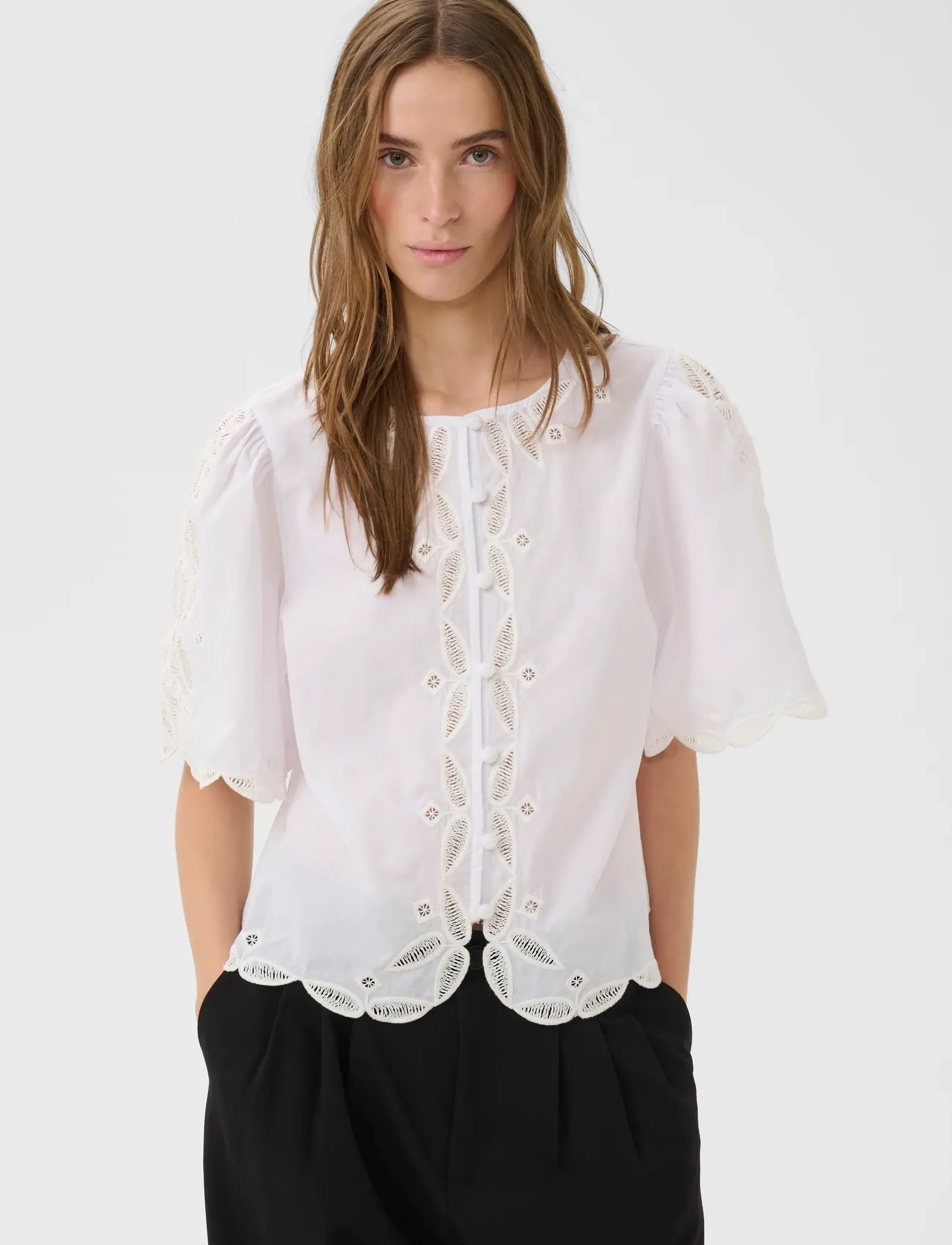 Karen By Simonsen Kberlinda Blouse, 36, White, Bluser > Kortærmede, Dame