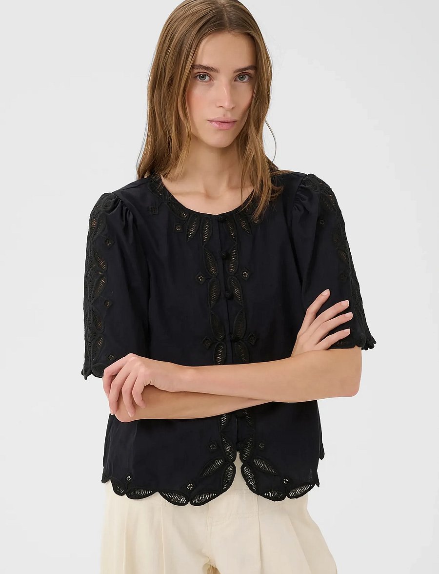 Karen By Simonsen - KBErlinda Blouse - short-sleeved blouses - meteorite - 0