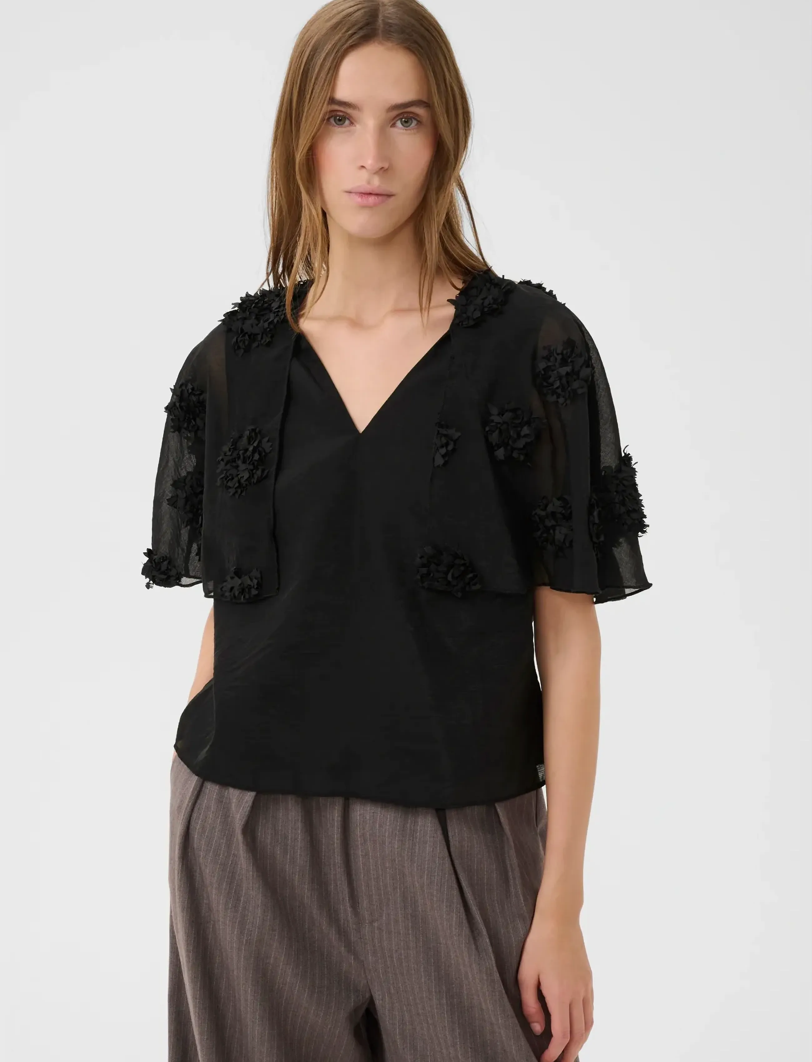 Karen By Simonsen Kbfrederikke Blouse, 40, Black, Bluser > Kortærmede, Dame