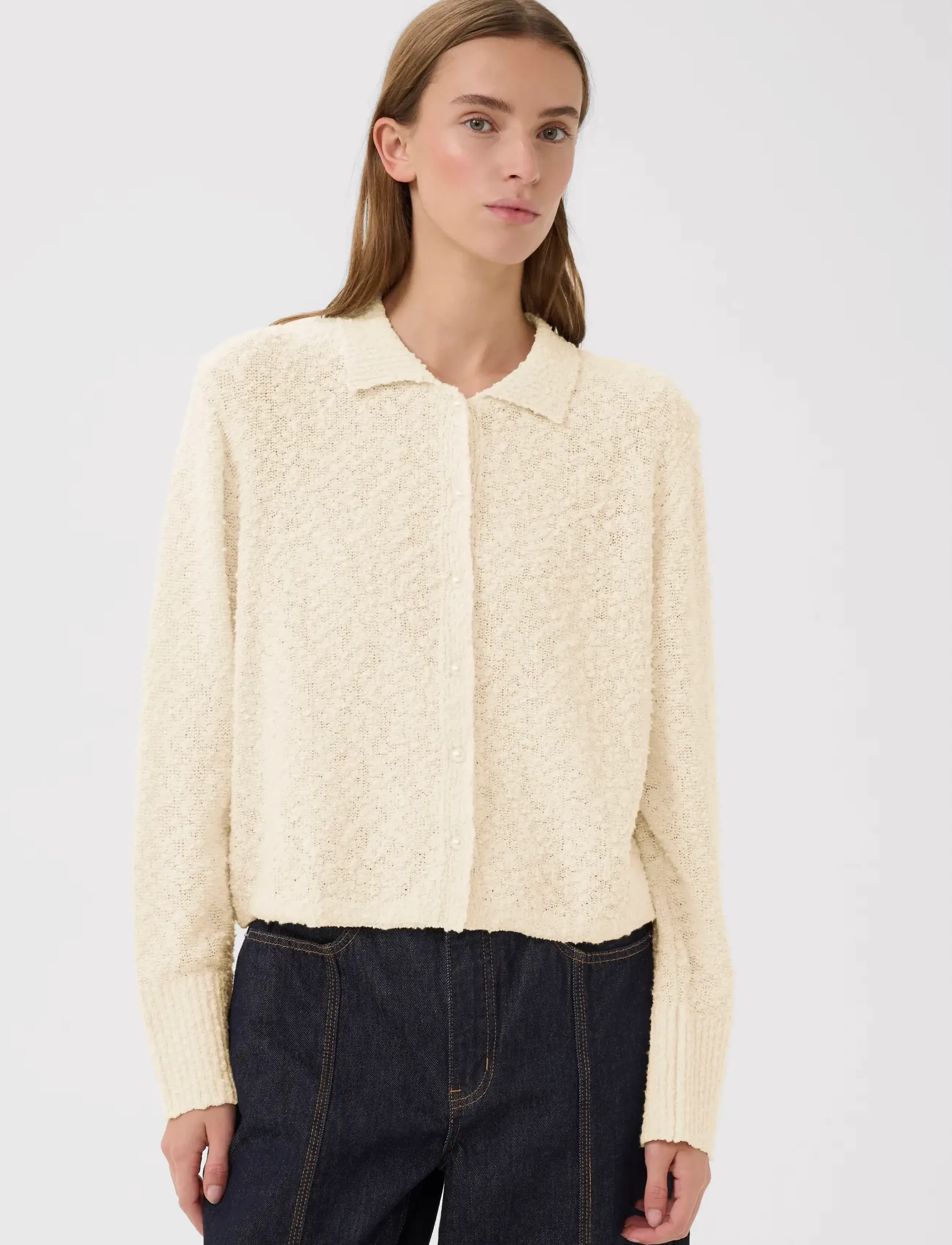 Karen By Simonsen Kbunice Cardigan Ls, S, Knitwear, Creme - Cardigans, Frauen