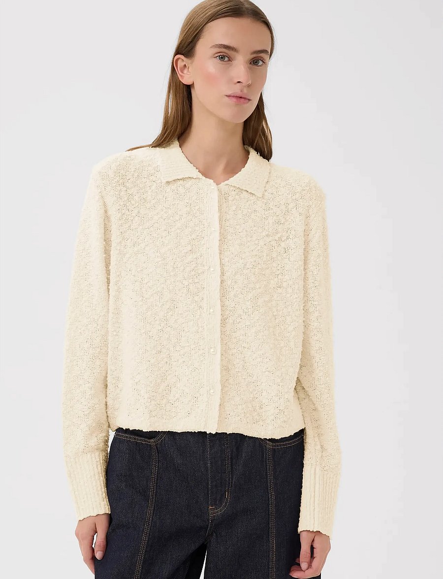 Karen By Simonsen - KBUnice Cardigan LS - cardigans - egret - 0