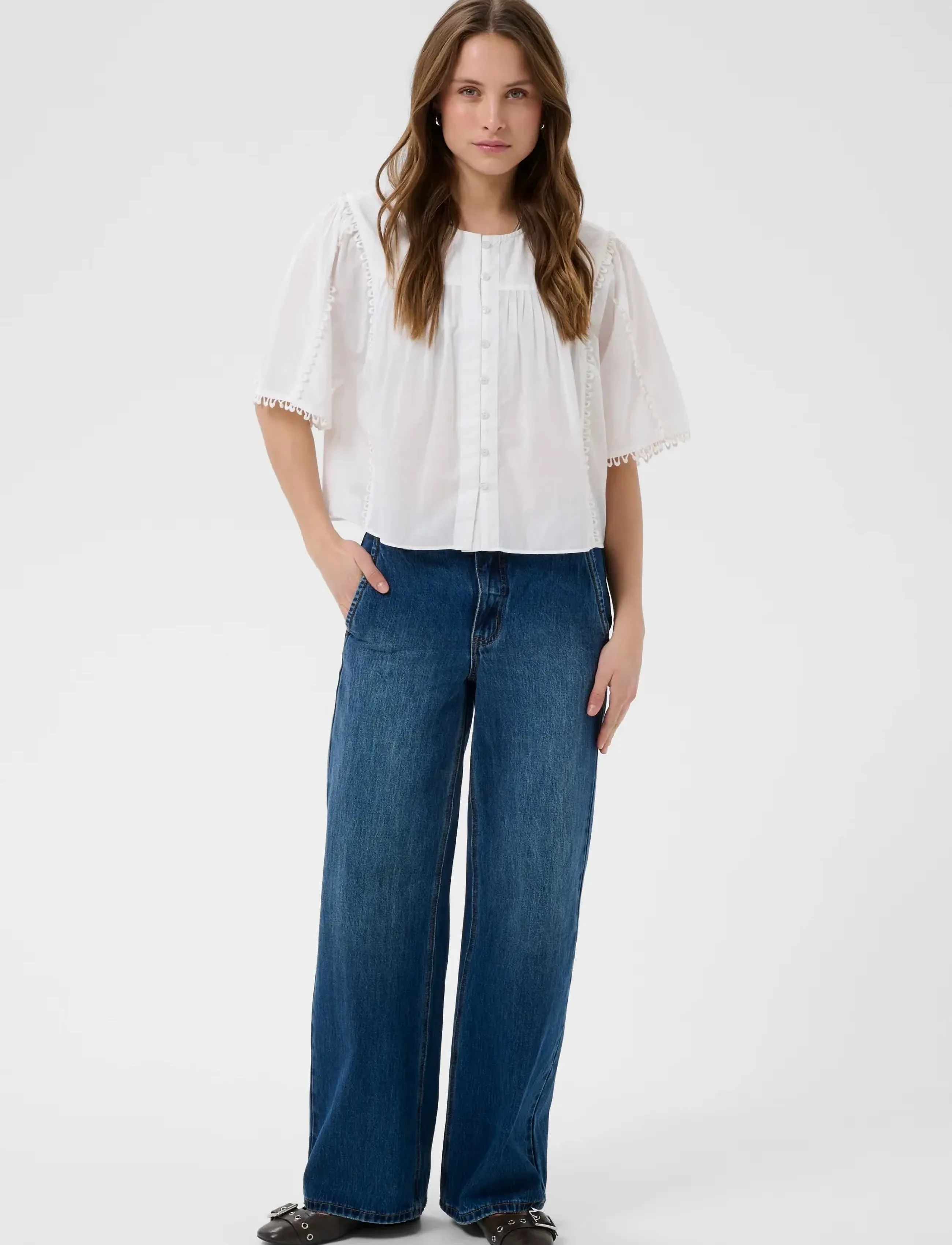 Karen By Simonsen - KBFry Blouse - kurzämlige blusen - bright white - 3