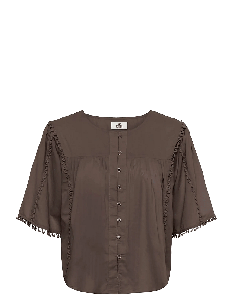 Karen By Simonsen - KBFry Blouse - short-sleeved blouses - chocolate martini - 0