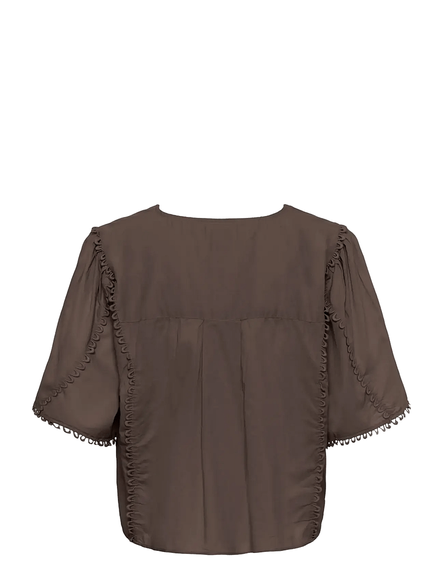 Karen By Simonsen - KBFry Blouse - short-sleeved blouses - chocolate martini - 1