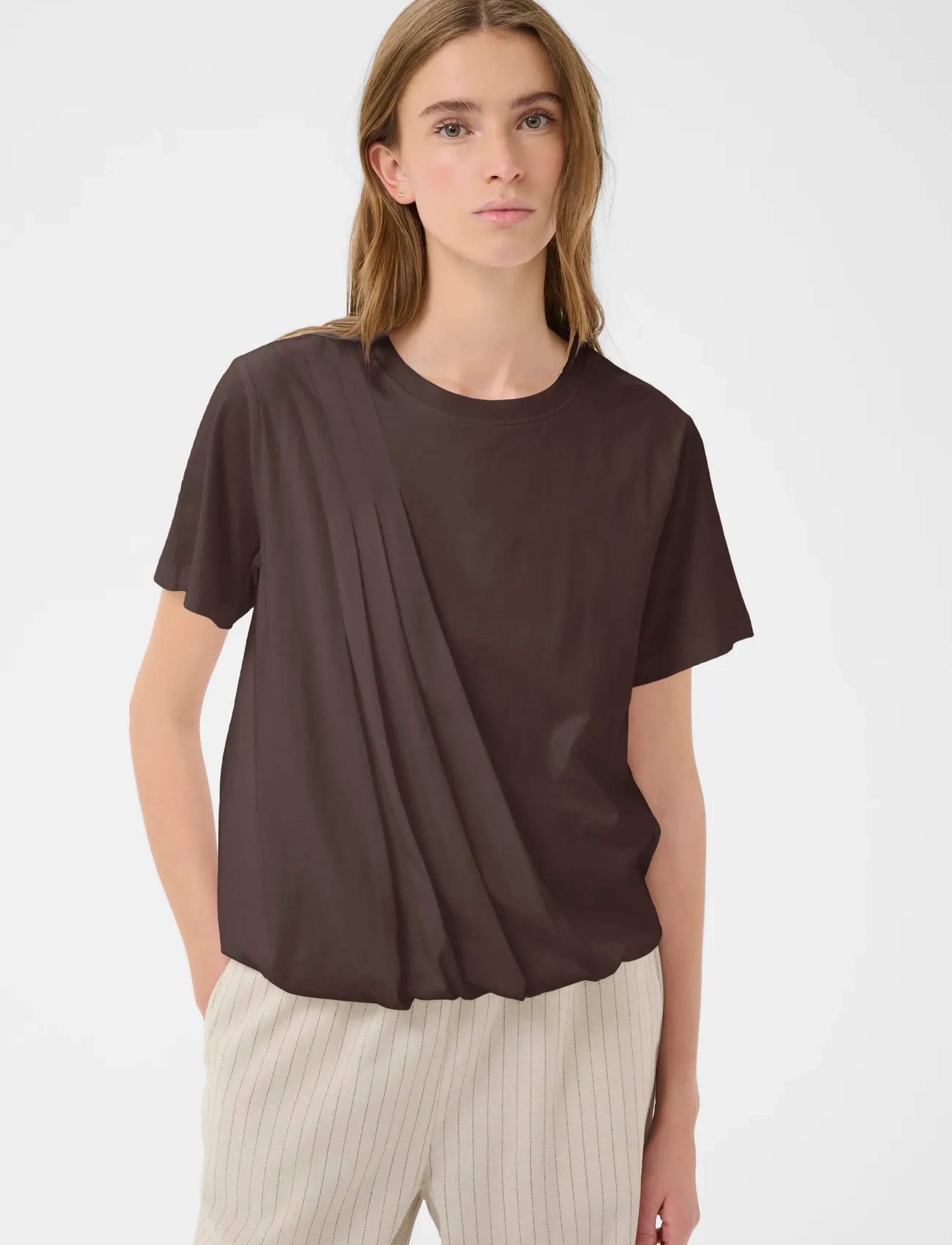 Karen By Simonsen KBFatima Balloon Tee - Fatnaður - CHOCOLATE MARTINI / brown