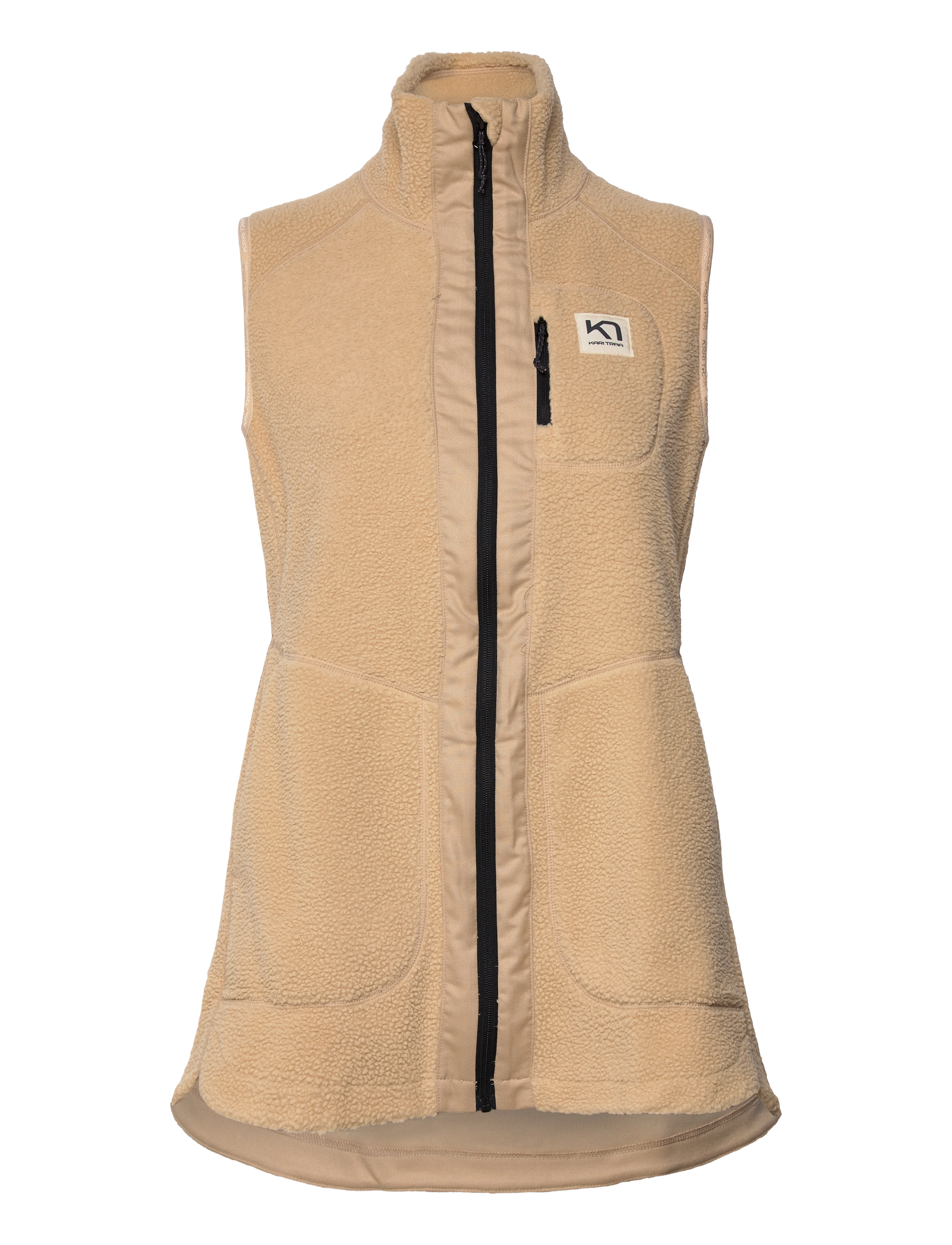 KARI TRAA Sanne Pile Vest Long Beige - M - Damen