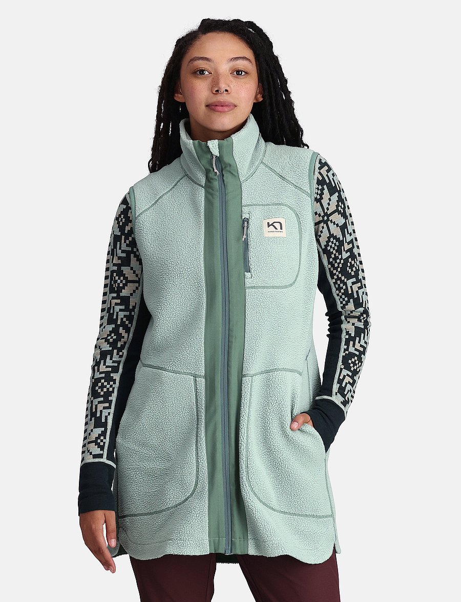 Kari Traa - SANNE PILE VEST LONG - outerwear - sage - 0