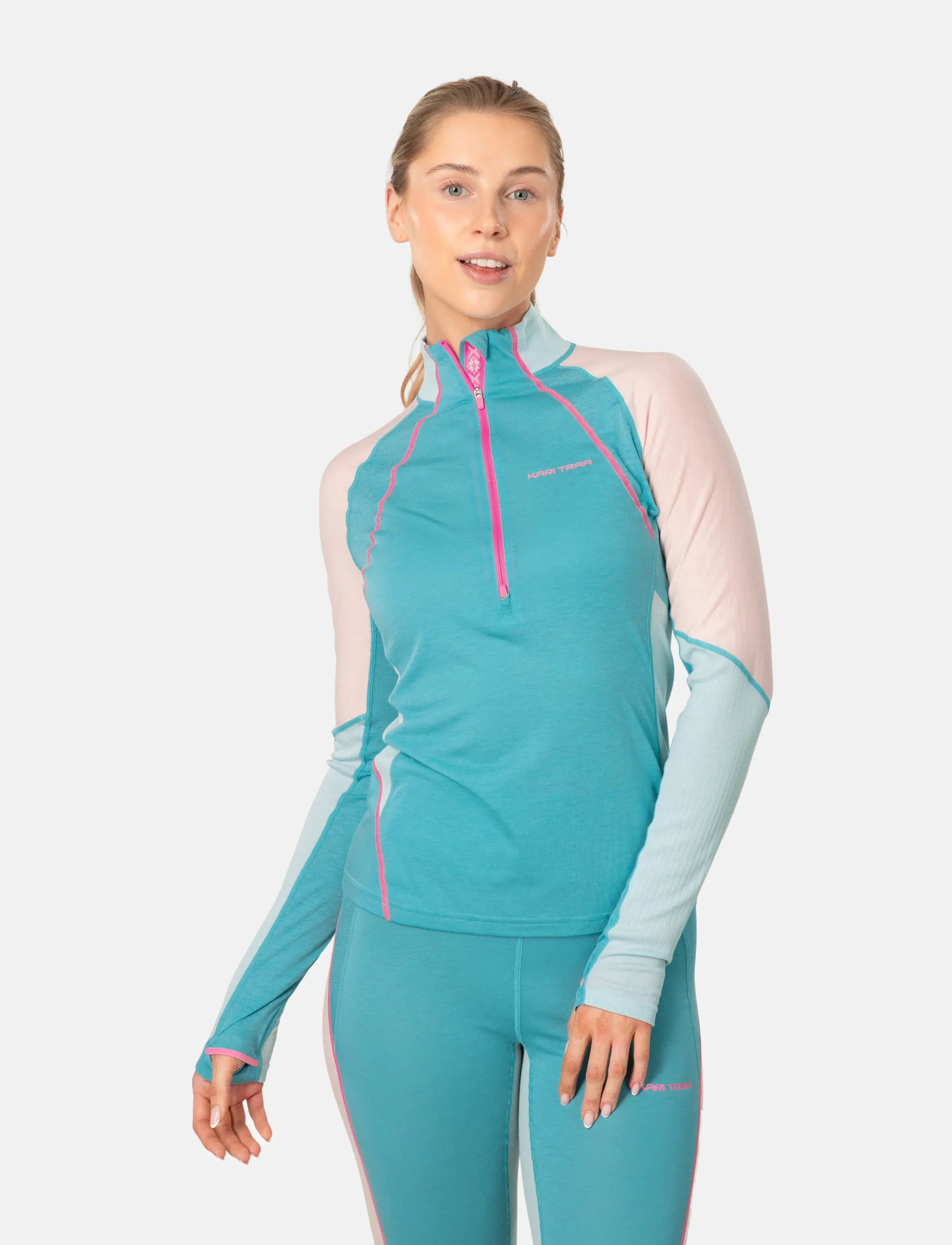 Kari Traa Alma Hz, Kvinder, Half-Zip Trøje, Blå, Str: XL