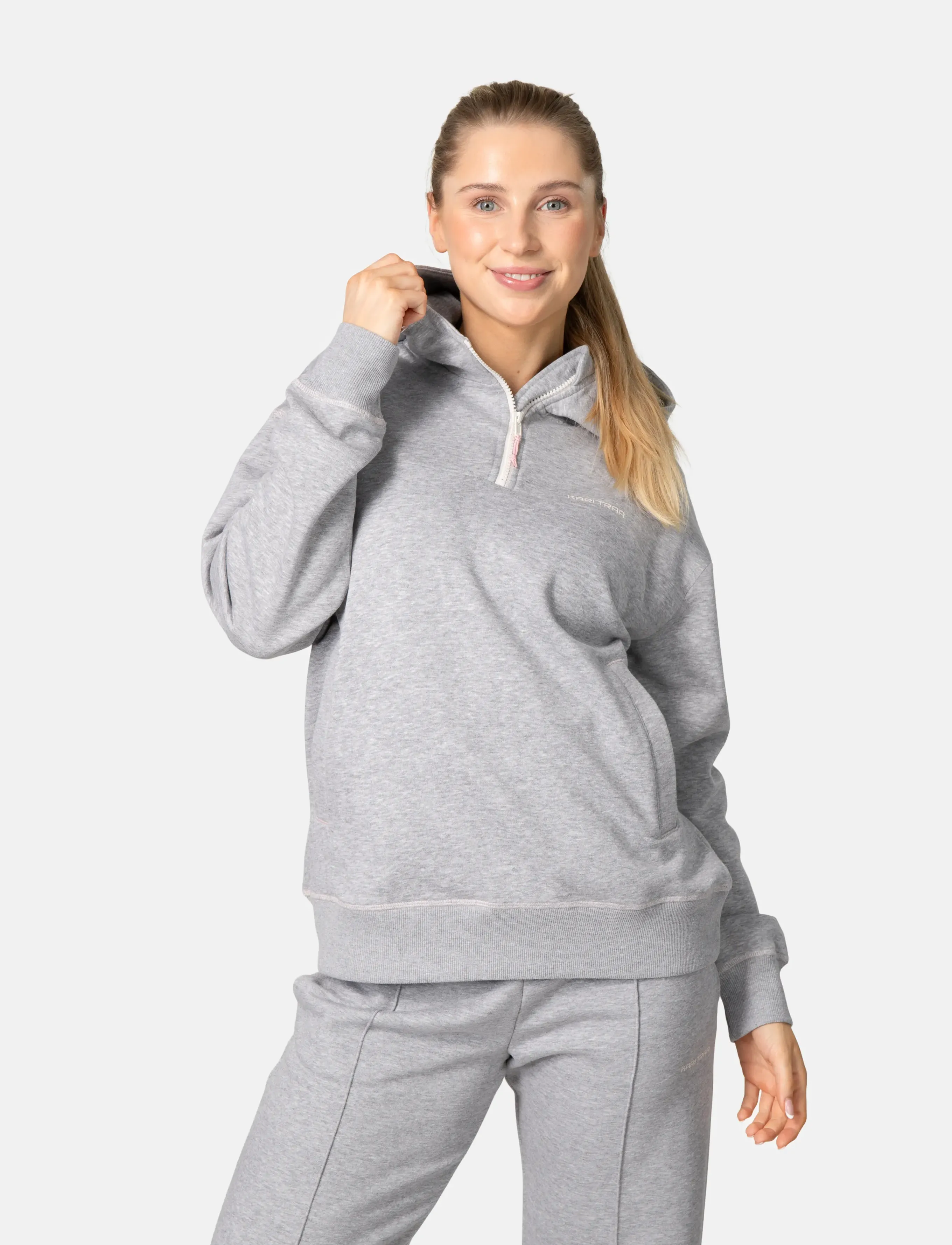 Kari Traa Synne Hood, Kvinder, Half-Zip Hættetrøje, Grå, Str: L