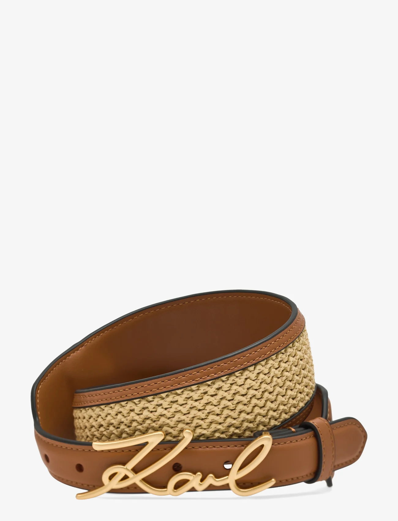 Karl Lagerfeld - k/signature md raffia belt - belts - natural/sudan brown - 0