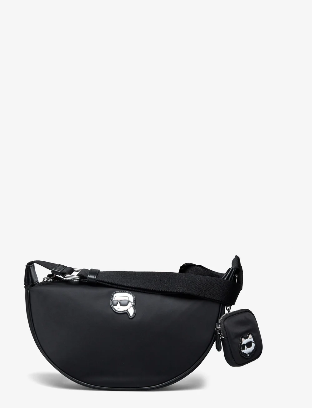 Karl Lagerfeld - ikon nylon sm half moon sb - crossbody bags - black - 0