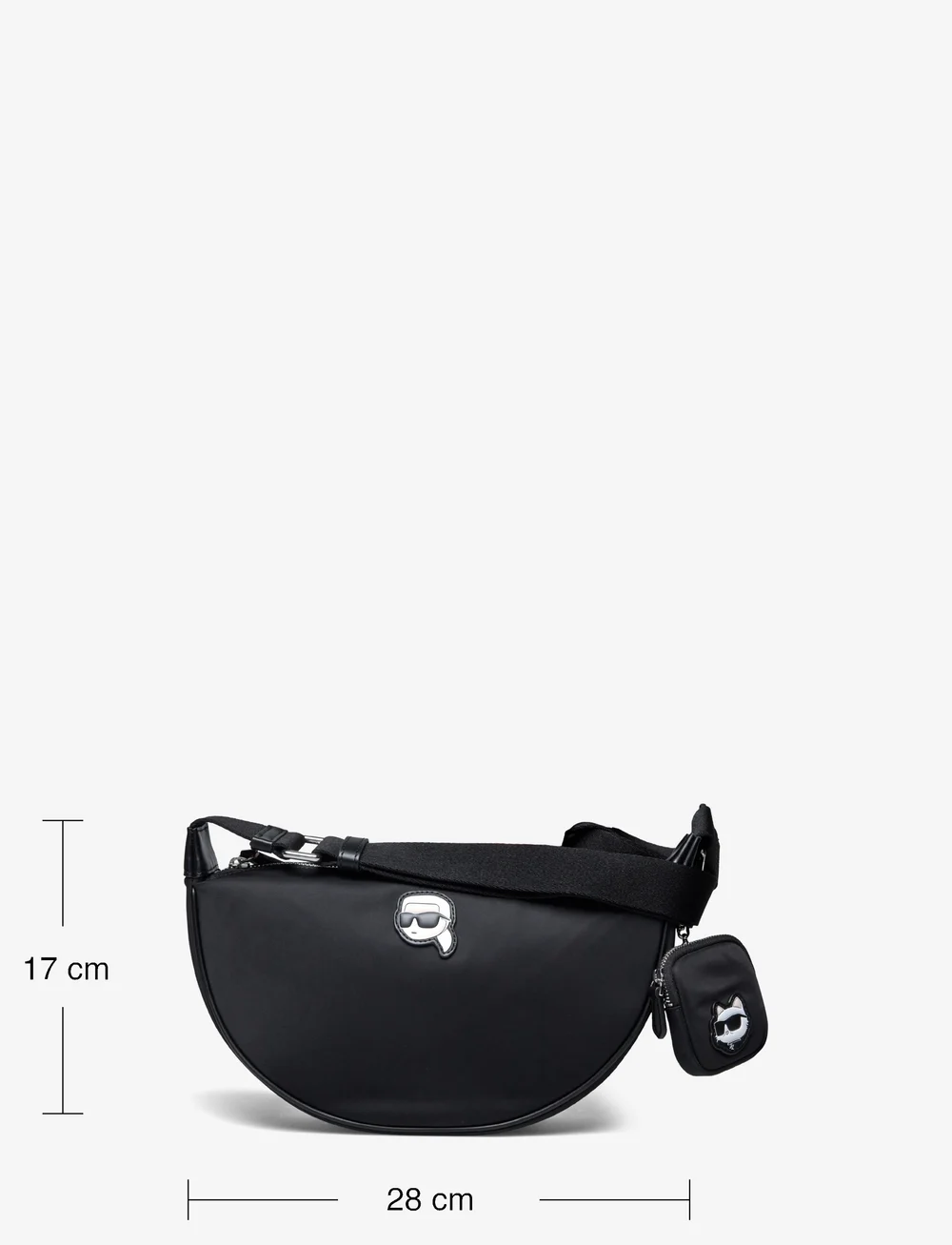 Karl Lagerfeld - ikon nylon sm half moon sb - crossbody bags - black - 5
