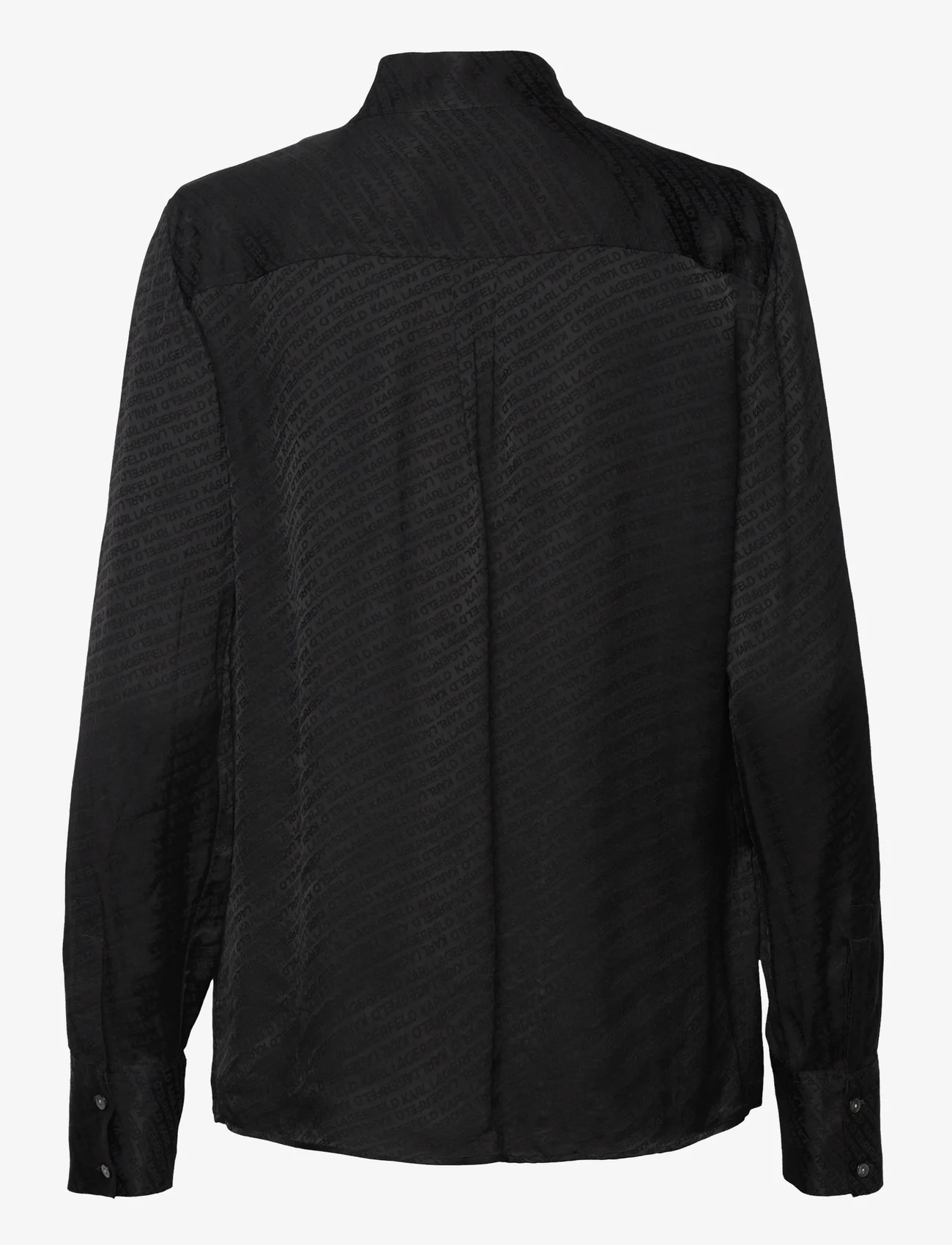 Karl Lagerfeld - Logo Jacquard Ruffle Shirt - blūzes ar garām piedurknēm - black - 1