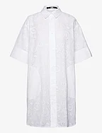Broderie Anglaise Shirtdress - WHITE