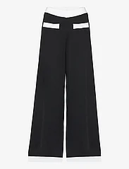 Karl Lagerfeld - classic knit pants - bukser med brede ben - black/white - 0