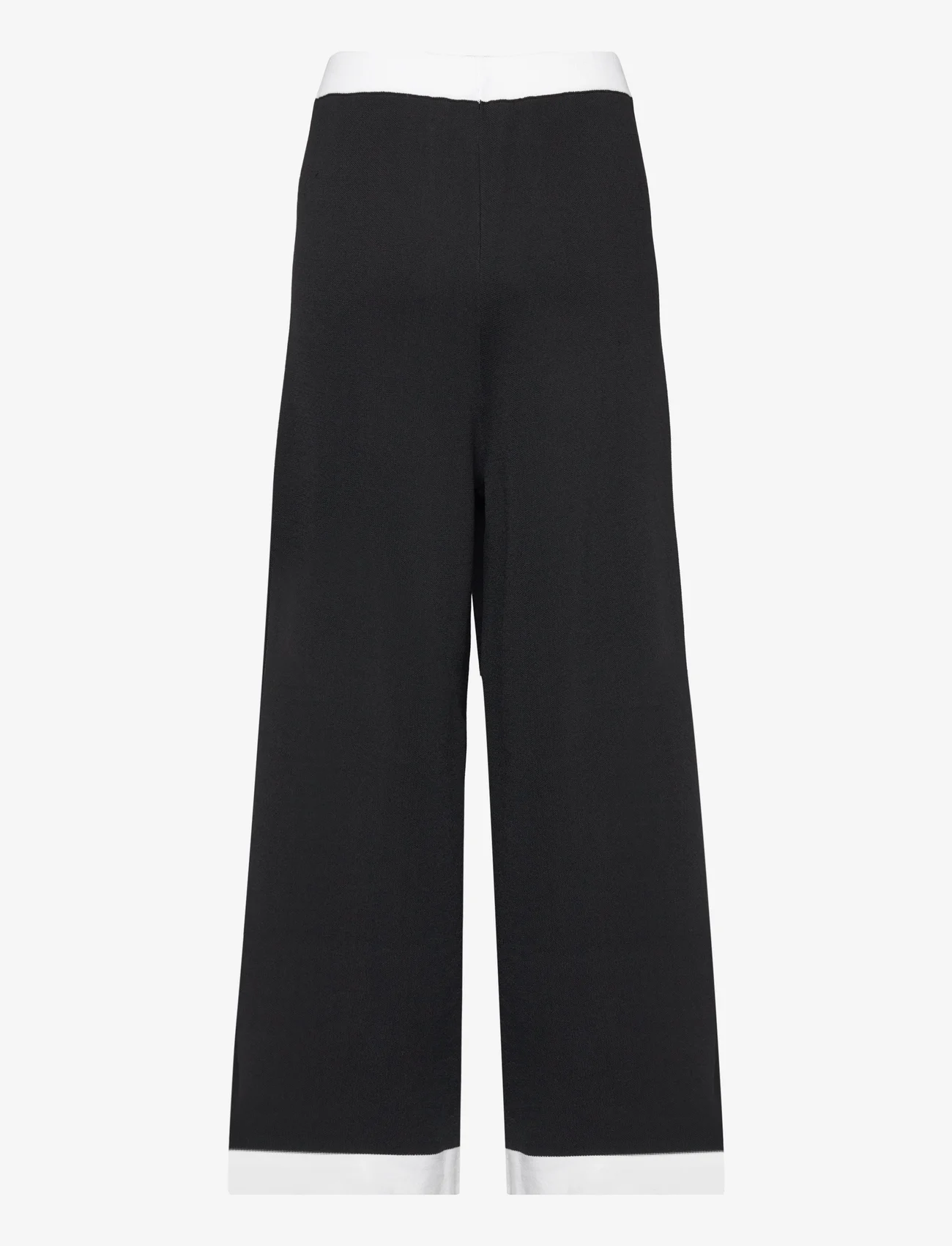 Karl Lagerfeld - classic knit pants - leveälahkeiset housut - black/white - 1
