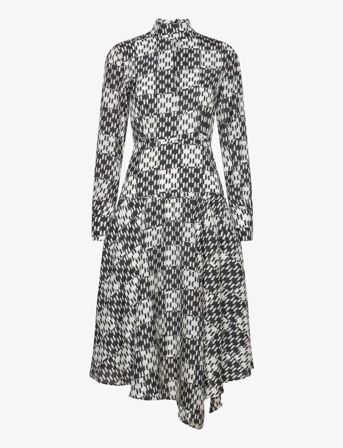 Karl Lagerfeld - check silk dress - party wear at outlet prices - black/white monogram check - 0