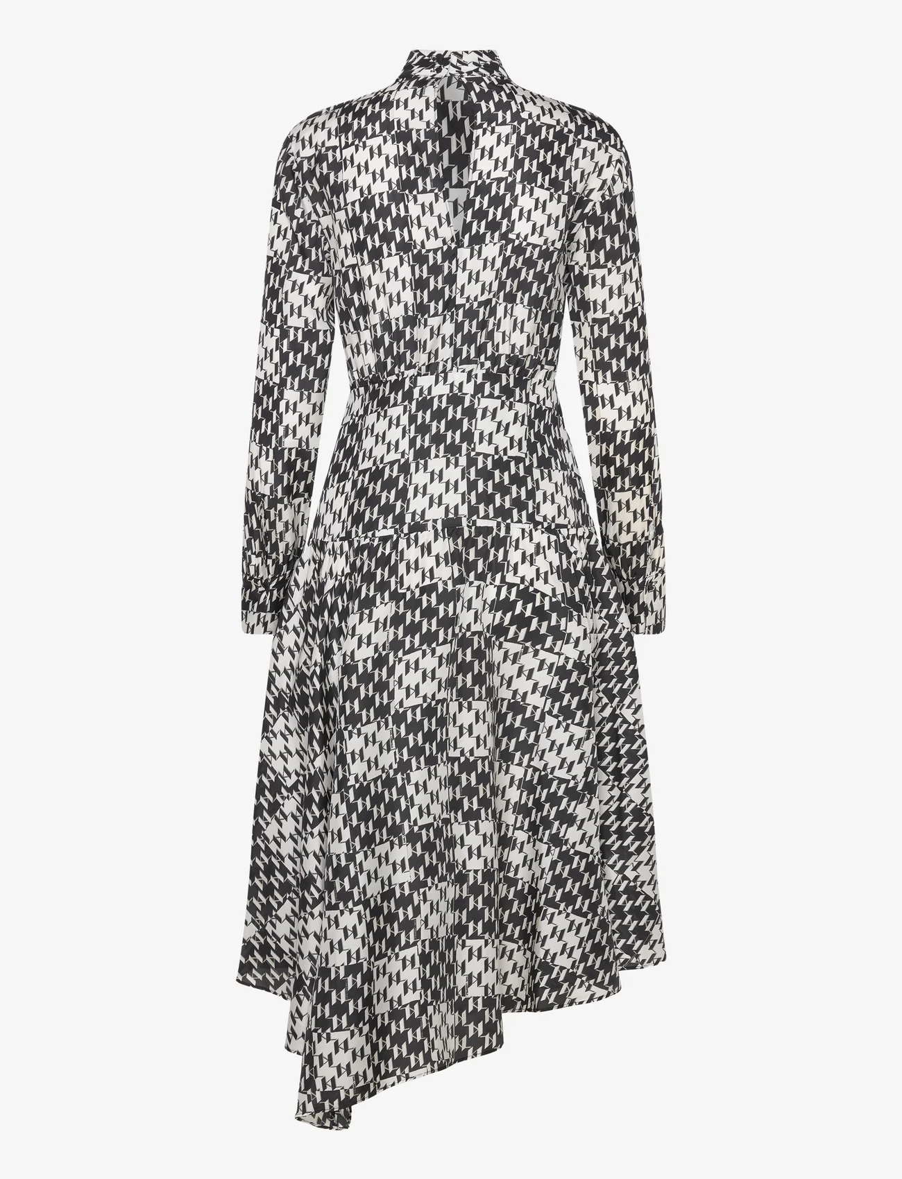 Karl Lagerfeld - check silk dress - festtøj til outletpriser - black/white monogram check - 1