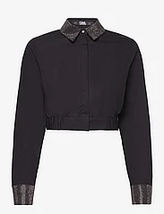 Karl Lagerfeld - rhinestone cropped shirt - krekli ar garām piedurknēm - black - 0