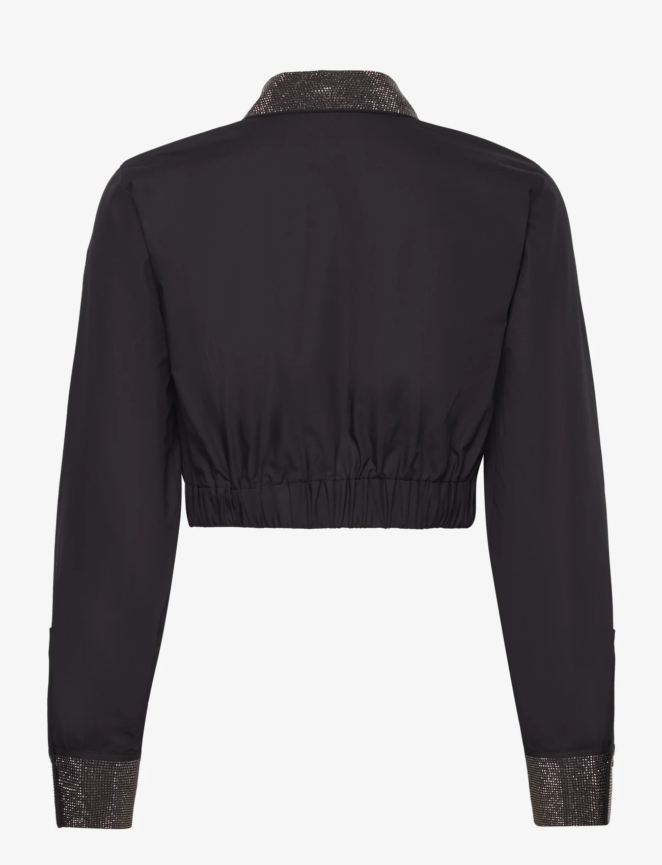 Karl Lagerfeld - rhinestone cropped shirt - krekli ar garām piedurknēm - black - 1