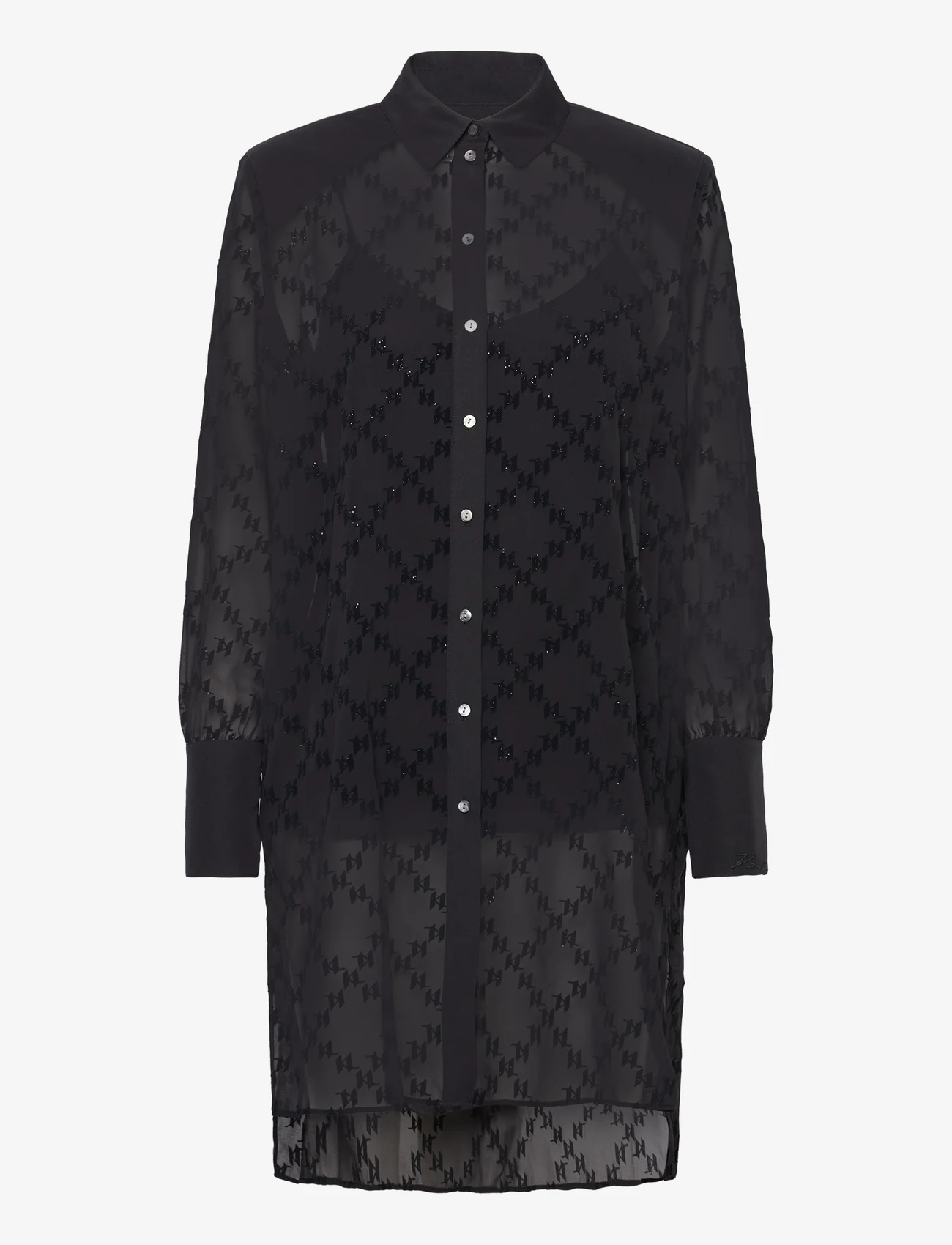 Karl Lagerfeld - monogram glitter flock tunic - marškiniai ilgomis rankovėmis - black/silver - 0