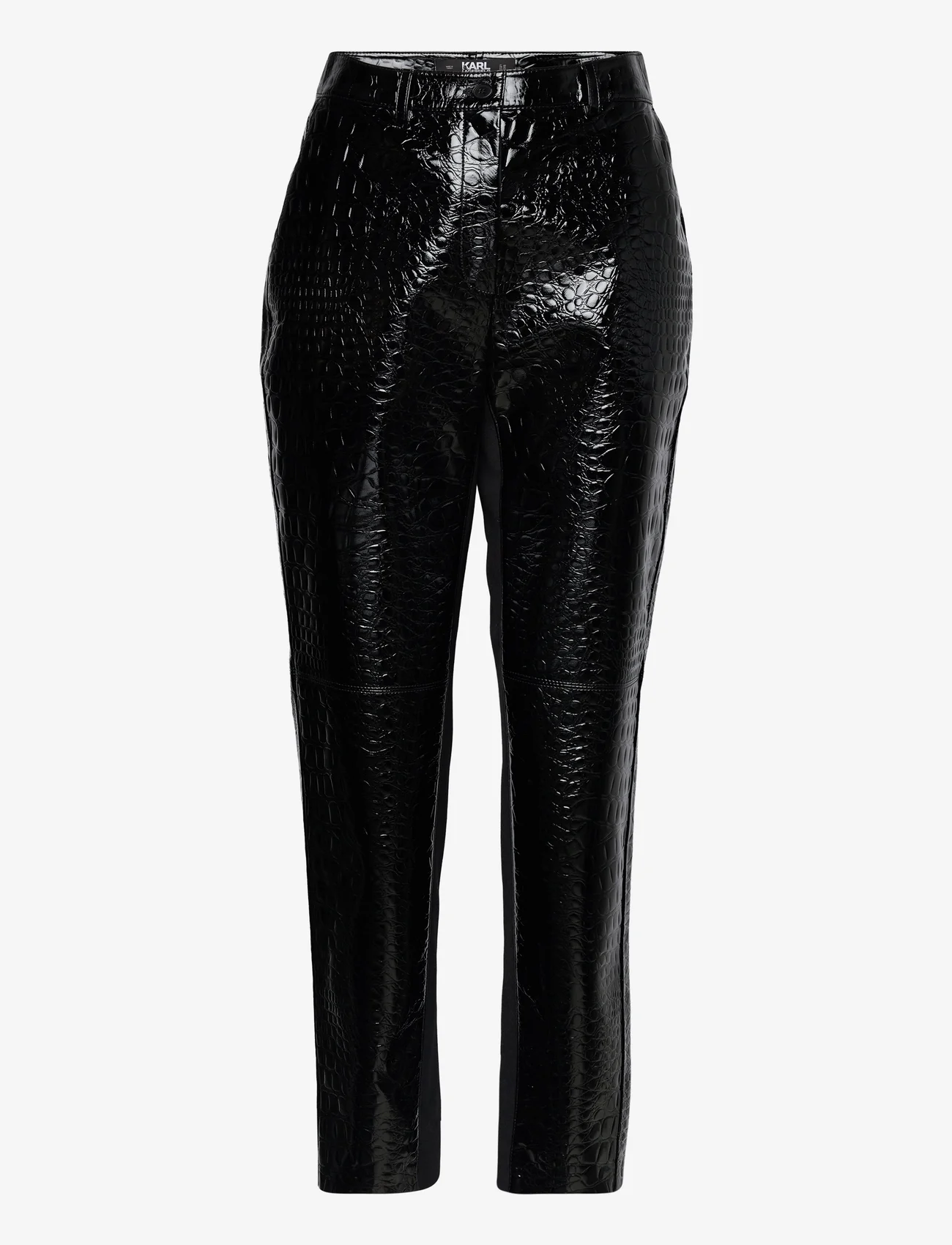 Karl Lagerfeld - faux croc patent leather pants - leather trousers - black - 0