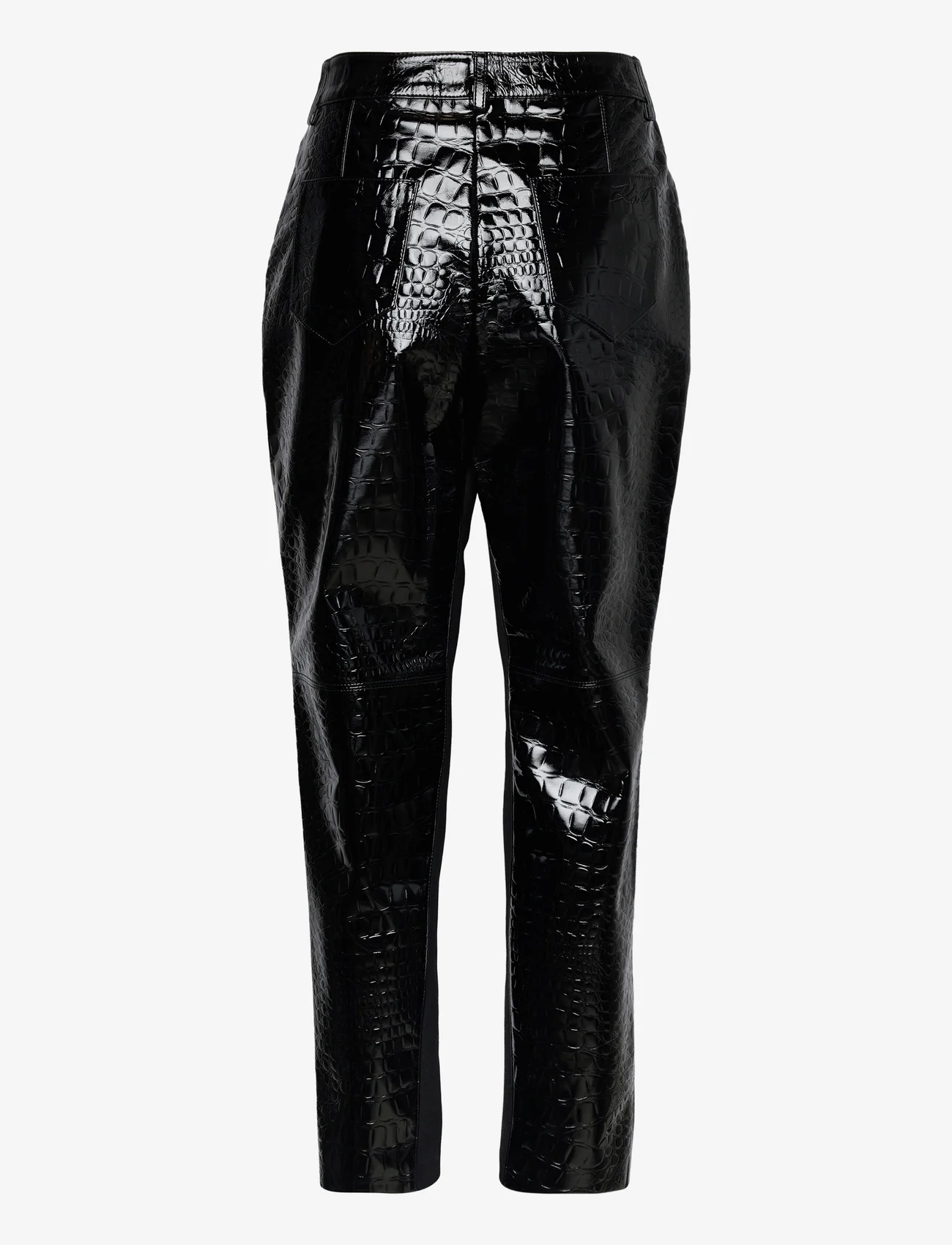 Karl Lagerfeld - faux croc patent leather pants - party wear at outlet prices - black - 1