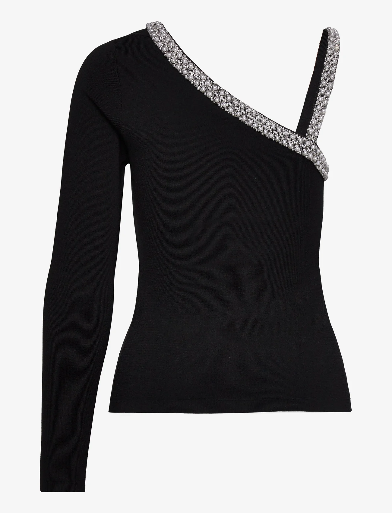 Karl Lagerfeld - shoulder detail knit top - trøjer - black - 1