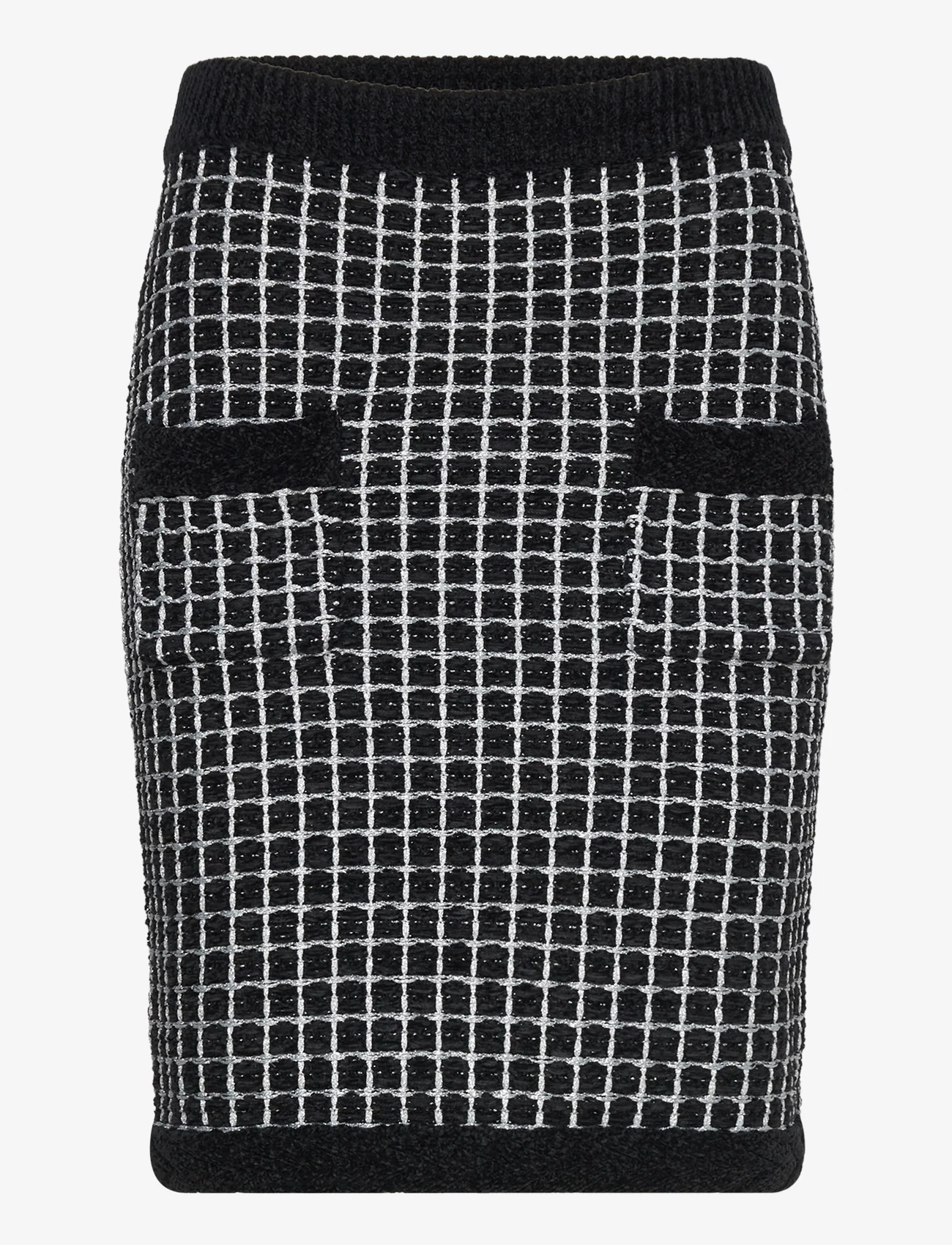 Karl Lagerfeld - boucle knit skirt - strikkede nederdele - black/silver - 0